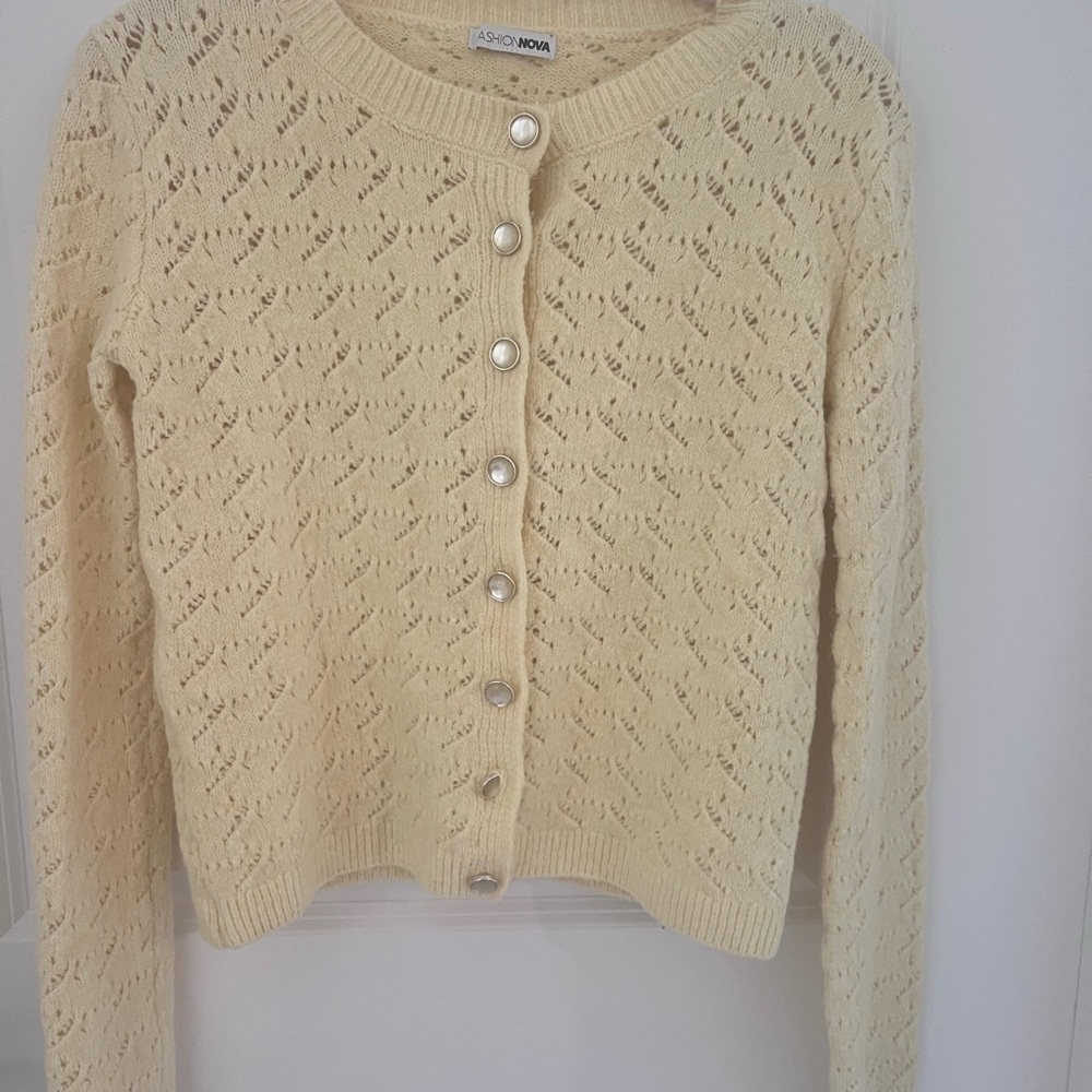 Fashion Nova Lemon Yellow  knit Cardigan - Picture 4 of 9